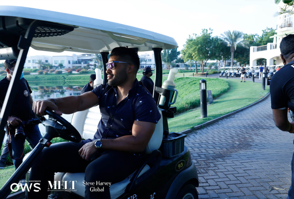 Golfer on a golf cart